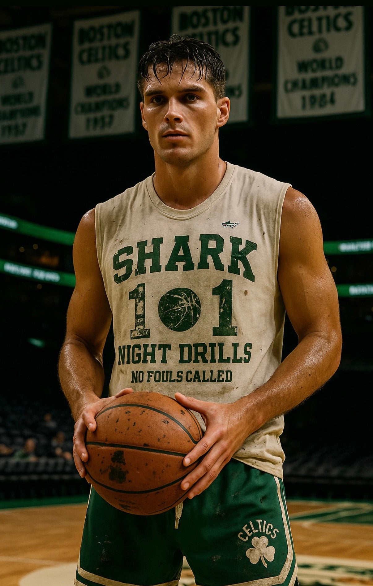 Shark Night Drills Kelly Green Cut Off