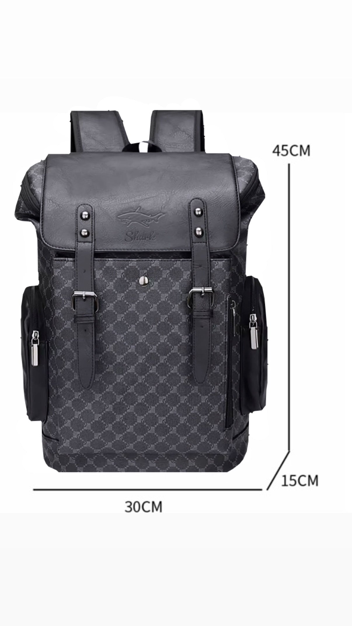 Black on Black Shark Leather Backpack