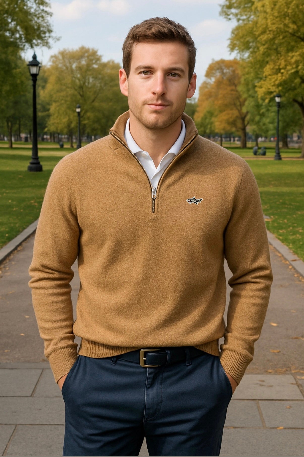 Sand Shark Half Zip Sweater