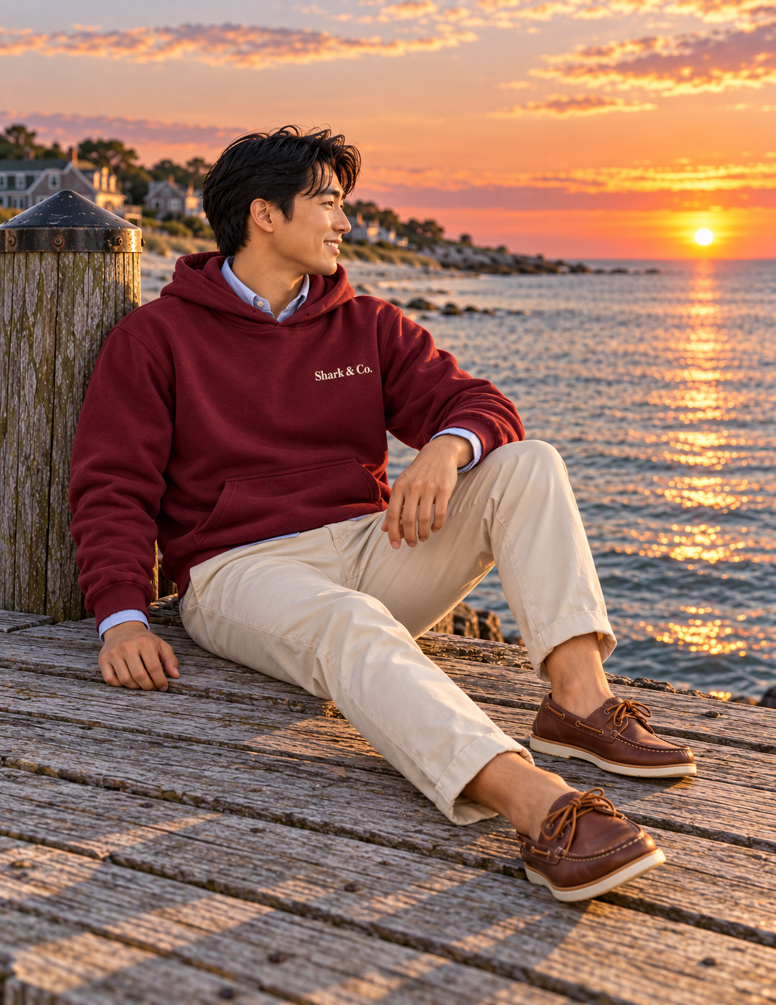 Shark & Co. Heritage Signature Hoodie - Burgundy