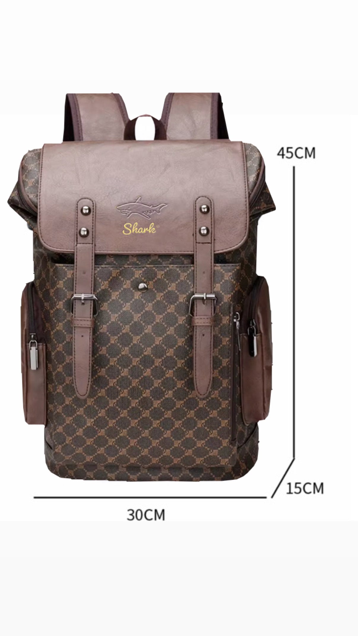 Business Brown Shark Leather Backpack