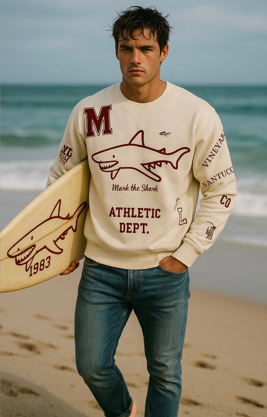 Multi Graphic Dual Side Shark Crewneck