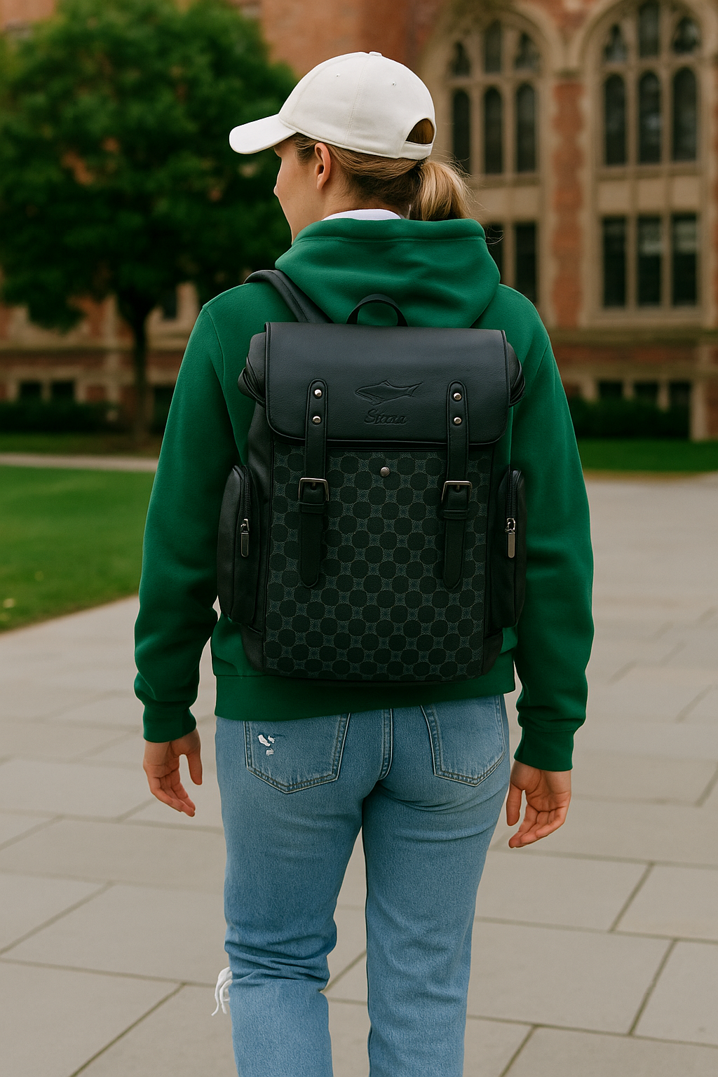 Black on Black Shark Leather Backpack