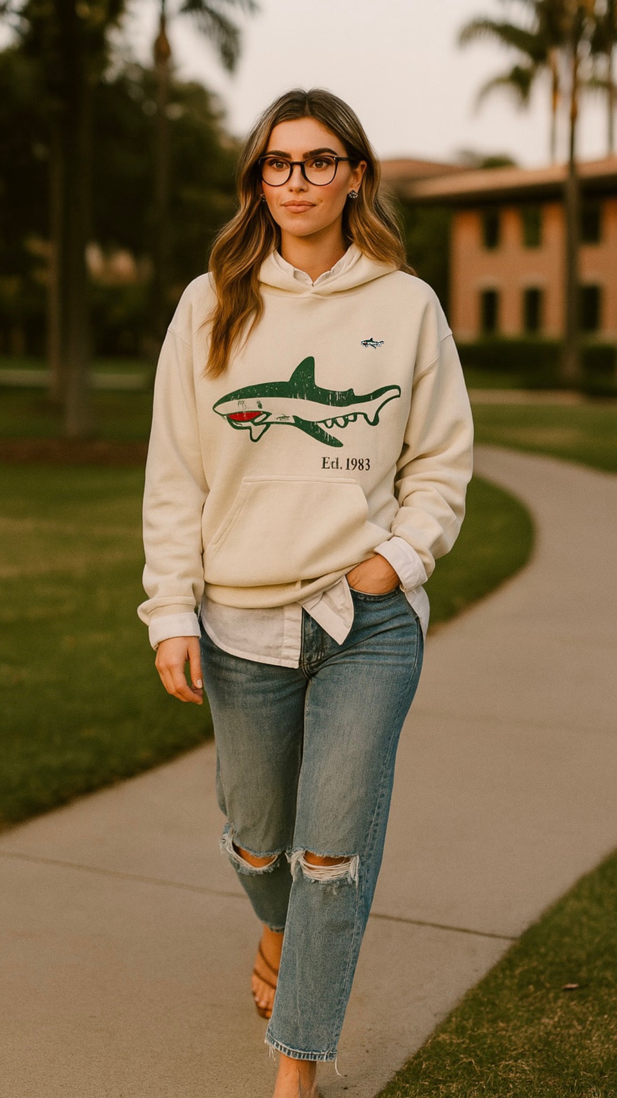 Cream Shark Hoodie