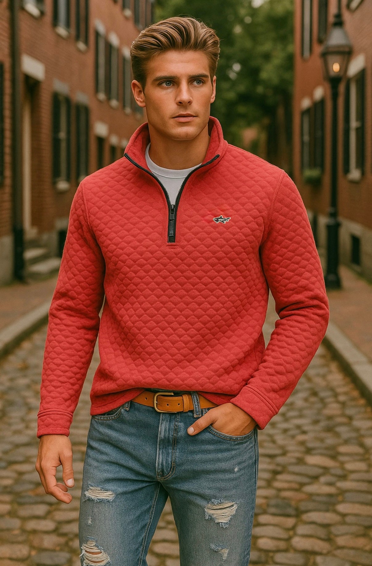 Shark Quilted Half-zip Pullover