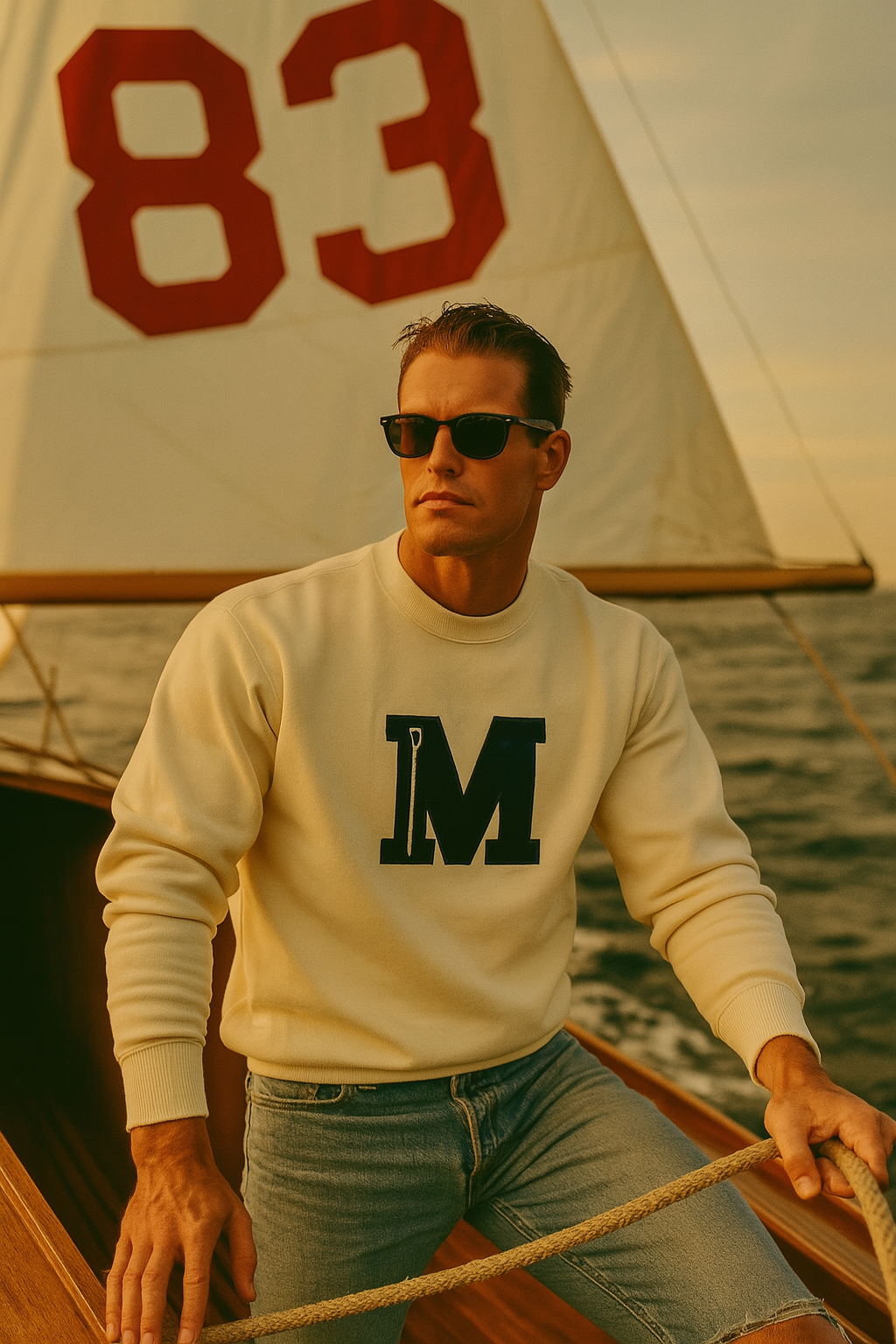M Rowing Cable Knit Crewneck