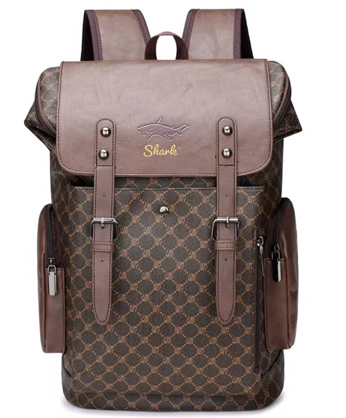 Business Brown Shark Leather Backpack