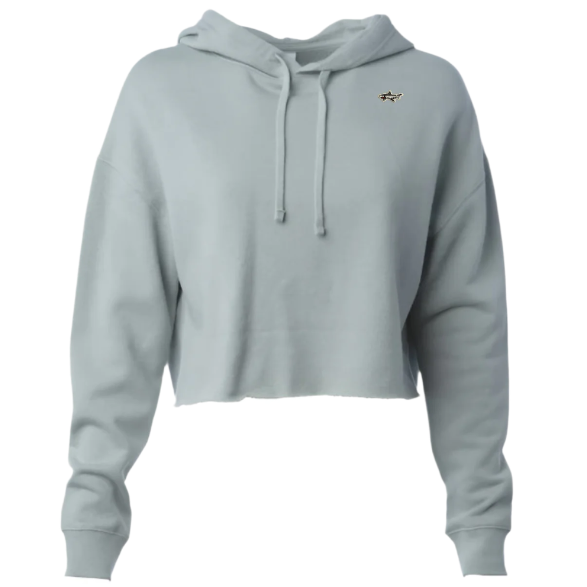 Teal Shark Crop Hooded Pullover