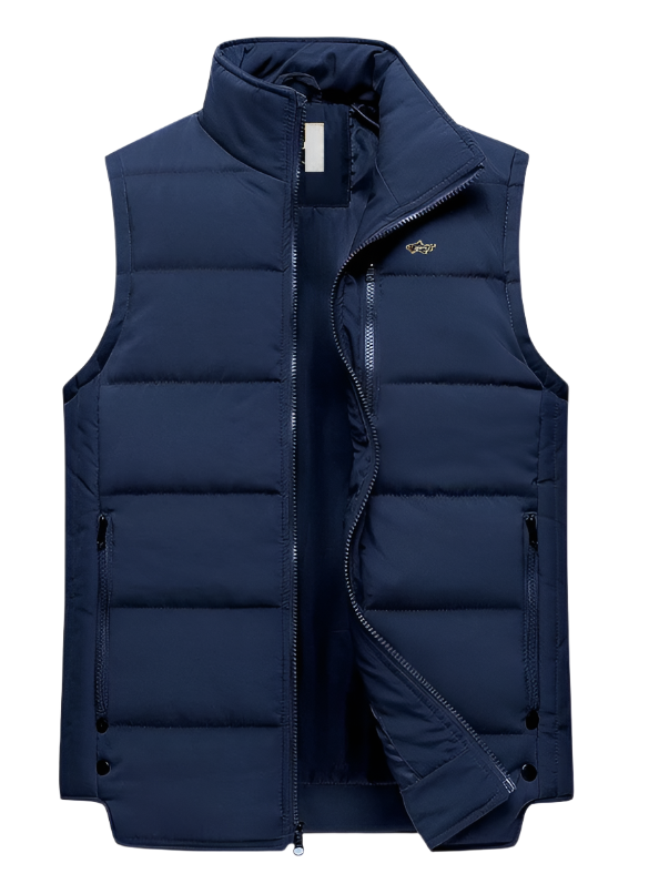 Navy Quilted Puffer Shark Vest