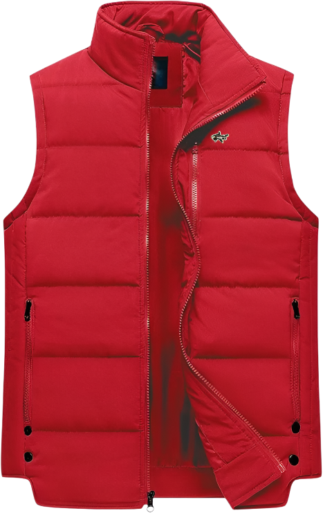 Red Quilted Puffer Shark Vest