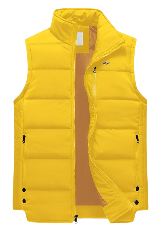 Yellow Quilted Puffer Shark Vest