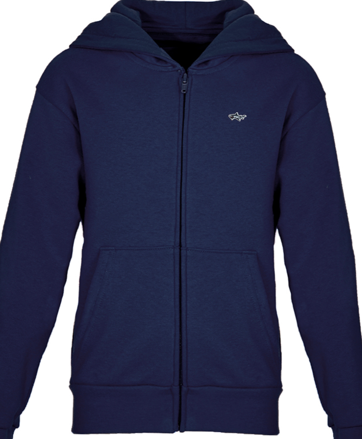 Youth Navy Shark Zip Hoody