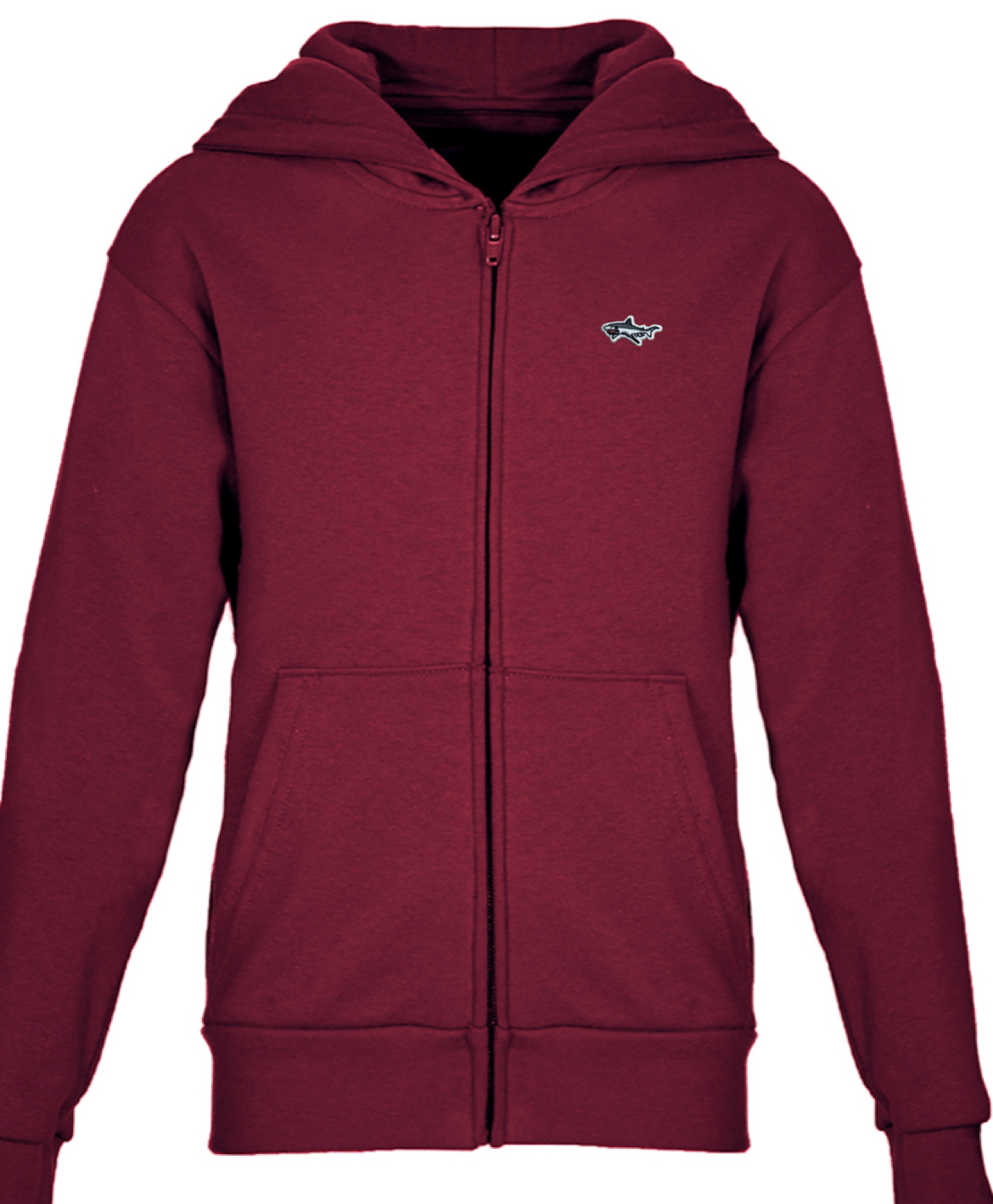 Youth Burgundy Shark Zip Hoody