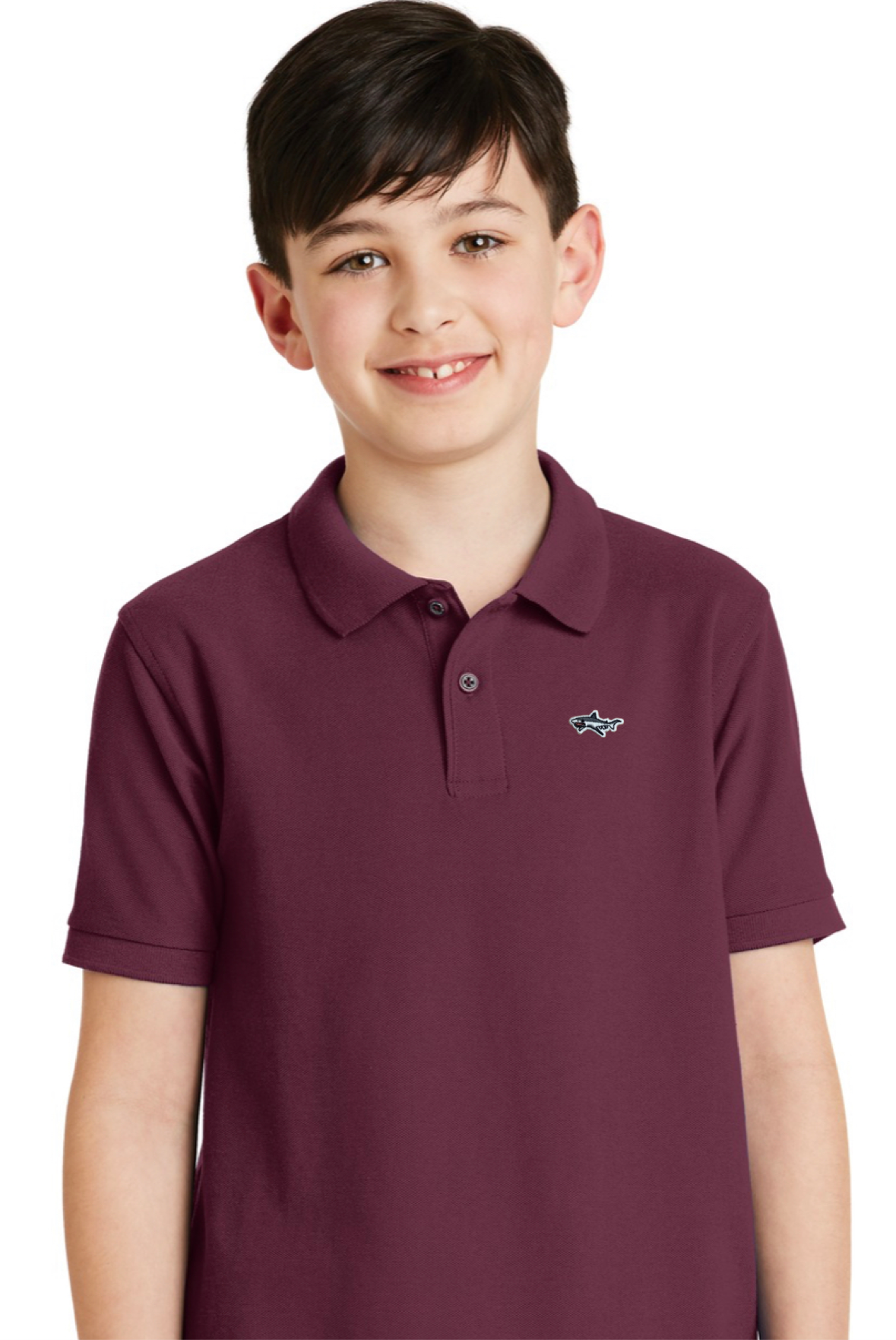 Youth Shark Burgundy Polo
