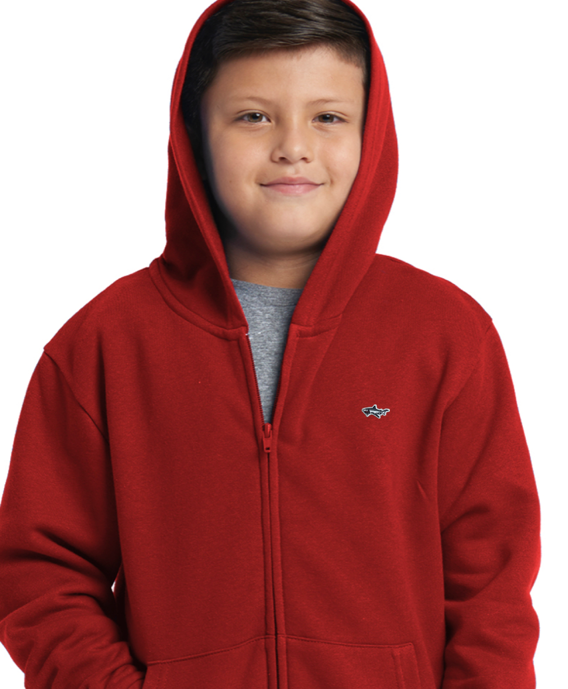 Youth Red Shark Zip Hoody