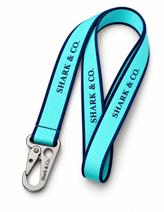 Shark & Co. Signature Lanyard — Coastal Aqua / Navy