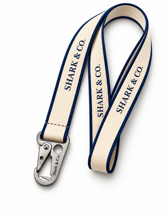 Shark & Co. Signature Lanyard — Ivory / Navy