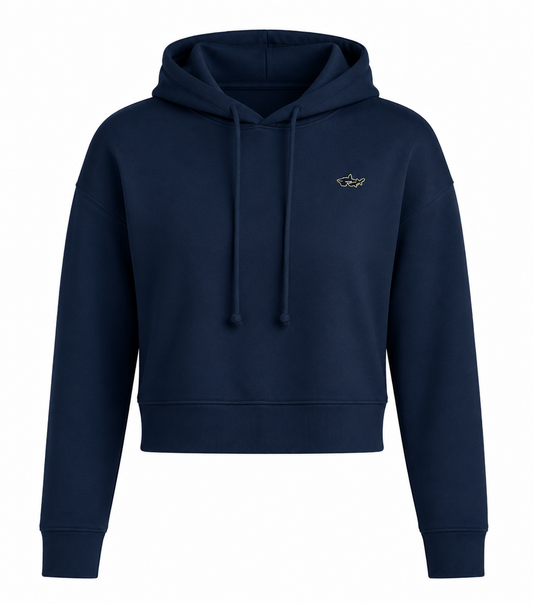 Shark Navy Fleece Crop