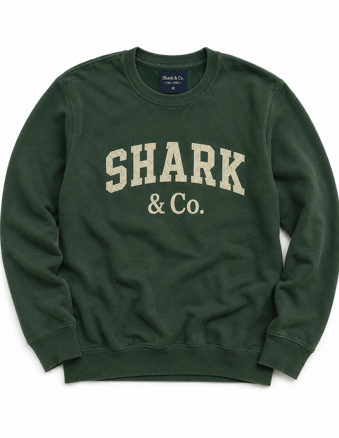 Women’s Forest Green Shark & Co. Vintage Crewneck