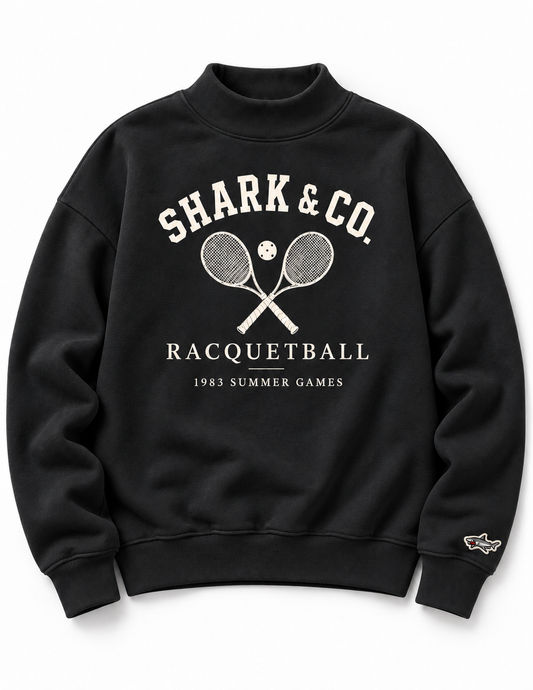 Women’s Heritage Racquetball Mock Neck — Black & Ivory