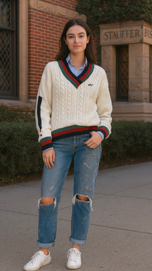 Limited Edition - Women’s Loose V-Neck Knit Shark Sweater