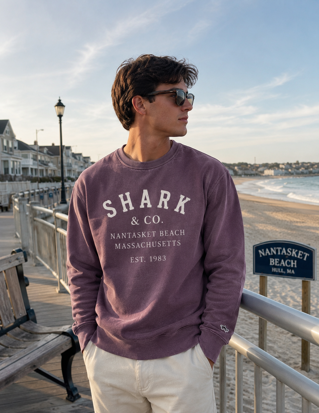 Shark & Co. Nantasket Beach Crewneck – Vintage Plum
