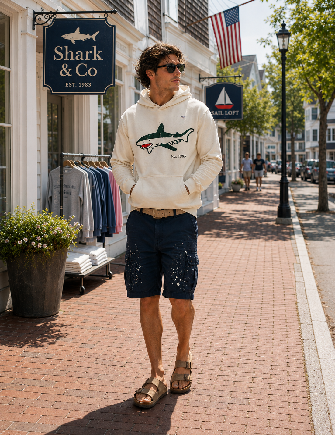 Cream Shark Hoodie