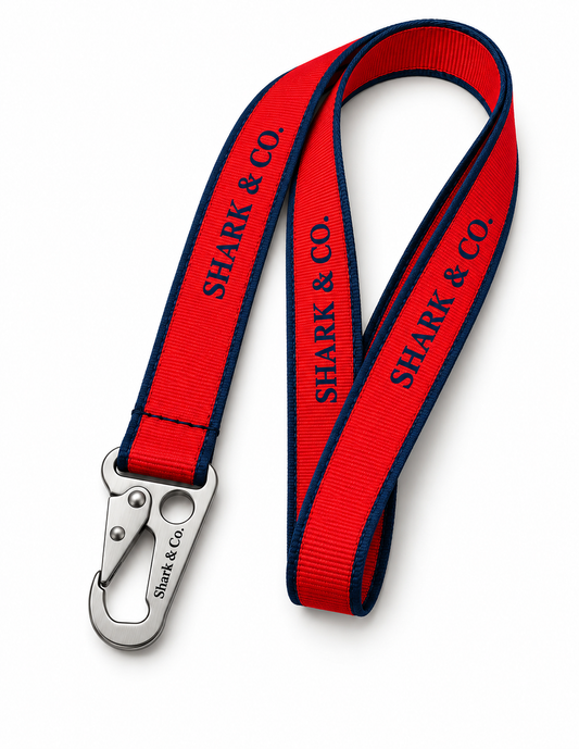 Shark & Co. Signature Lanyard — Racing Red / Navy