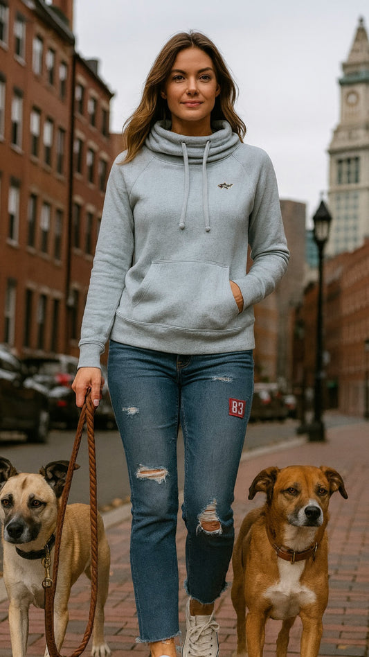 Crow Neck Shark Blue Hoodie