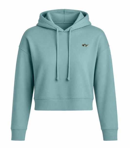 Shark Teal Fleece Crop