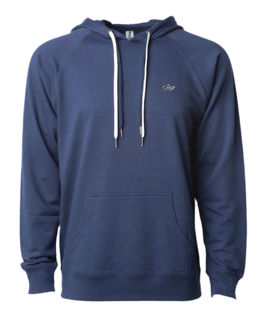 Navy Shark Unisex Lightweight Terry Hooded Pullover
