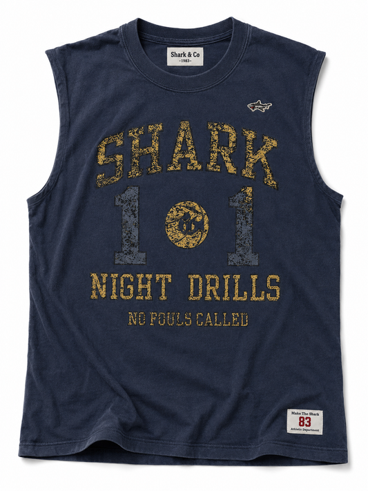 Shark Night Drills Navy Cut Off