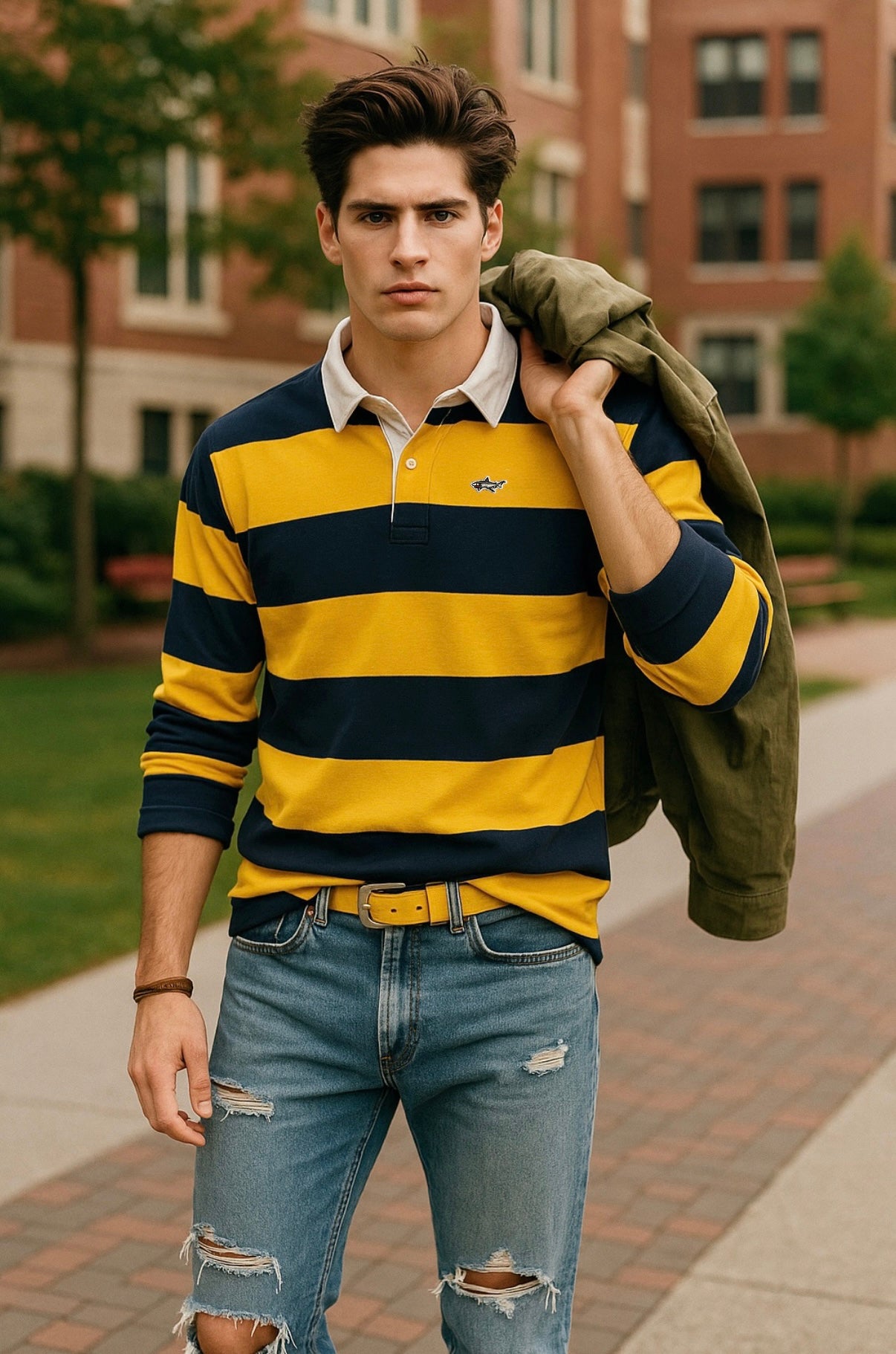 Rugby Navy/ Yellow Long Sleeve