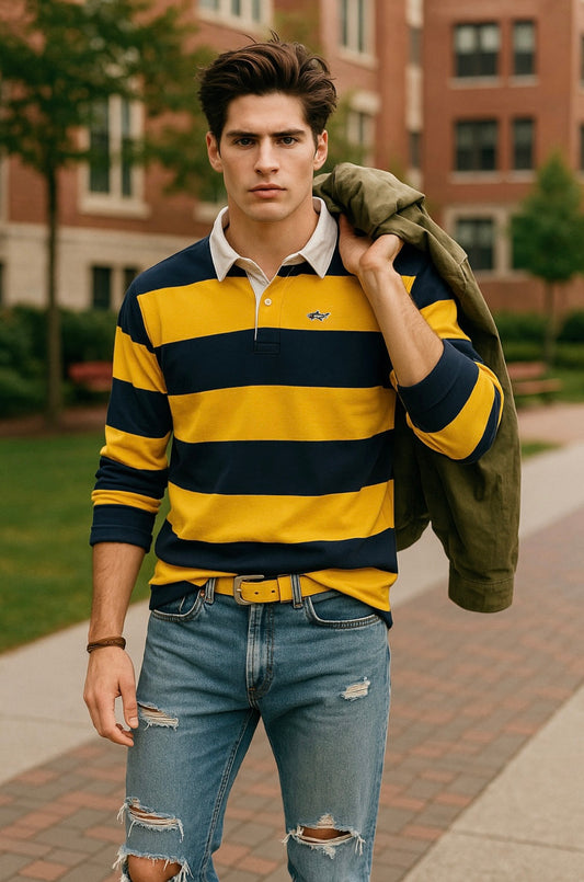 Rugby Navy/ Yellow Long Sleeve