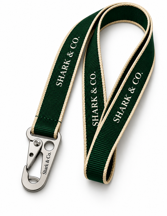 Shark & Co. Signature Lanyard — Forest Green / Cream