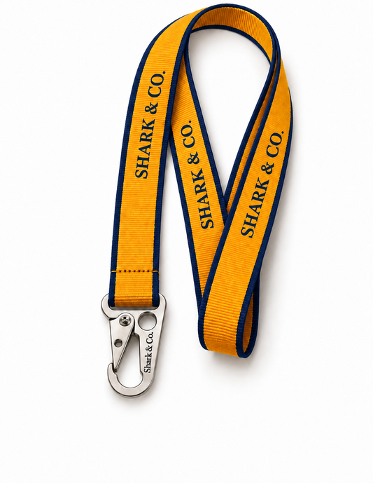 Shark & Co. Signature Lanyard — Golden Yellow / Navy