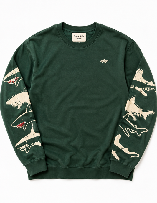Dual Sleeve Multi Shark Crewneck