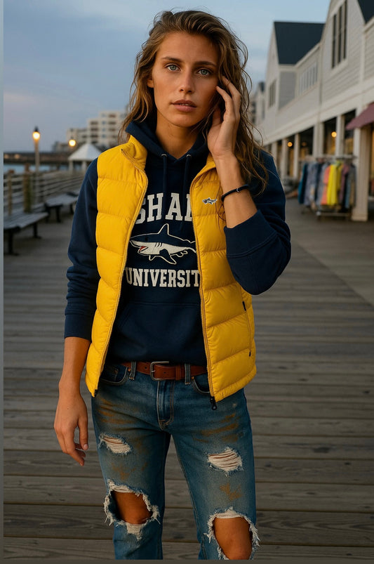 Yellow Quilted Puffer Shark Vest
