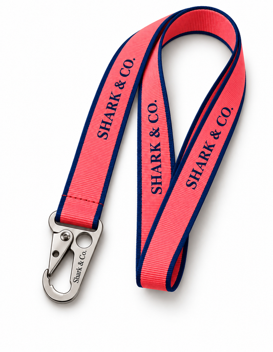 Shark & Co. Signature Lanyard — Coastal Coral / Navy