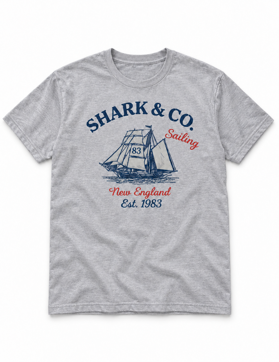 Shark & Co. Heritage Tall Ship Tee — Heather Grey