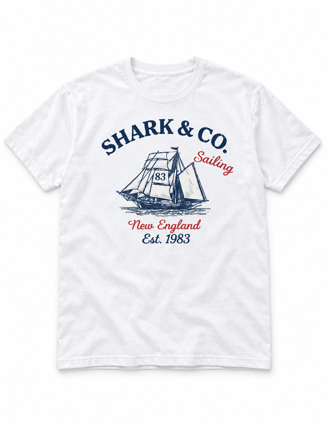 Shark & Co. Heritage Tall Ship Tee — Classic White