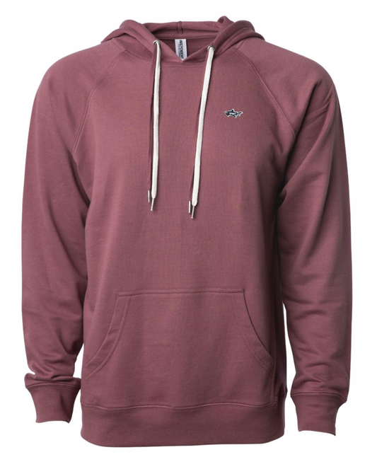 Burgundy Shark Unisex Lightweight Terry Hooded Pullover