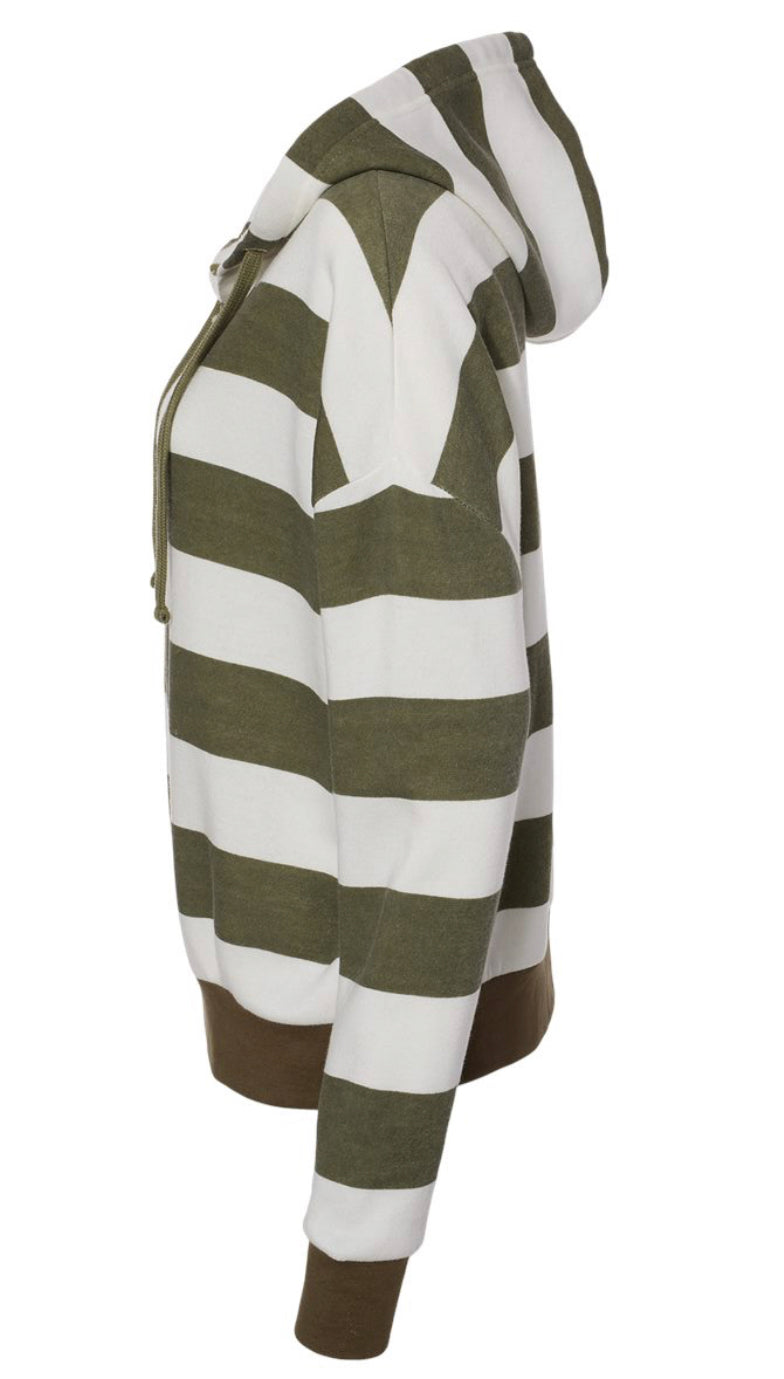 Striped Olive Fleece Shark Sweatshirt